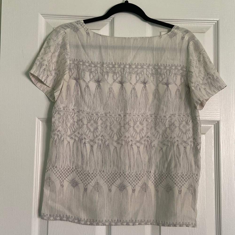 Anthropologie / Alexandra Grecco White Silk Top with Cut Out Back